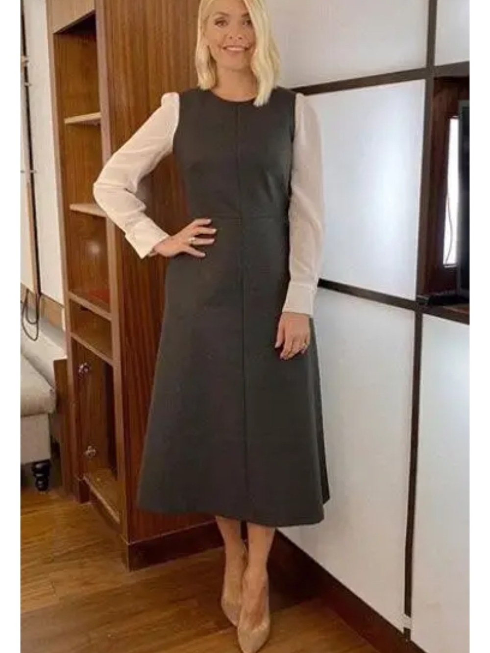 CEFINN Tilda Two Tone Wool Blend Midi Dress Size 10.